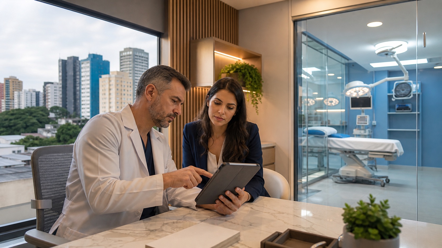 Médico e coordenadora conferem coworking cirúrgico em Santana
